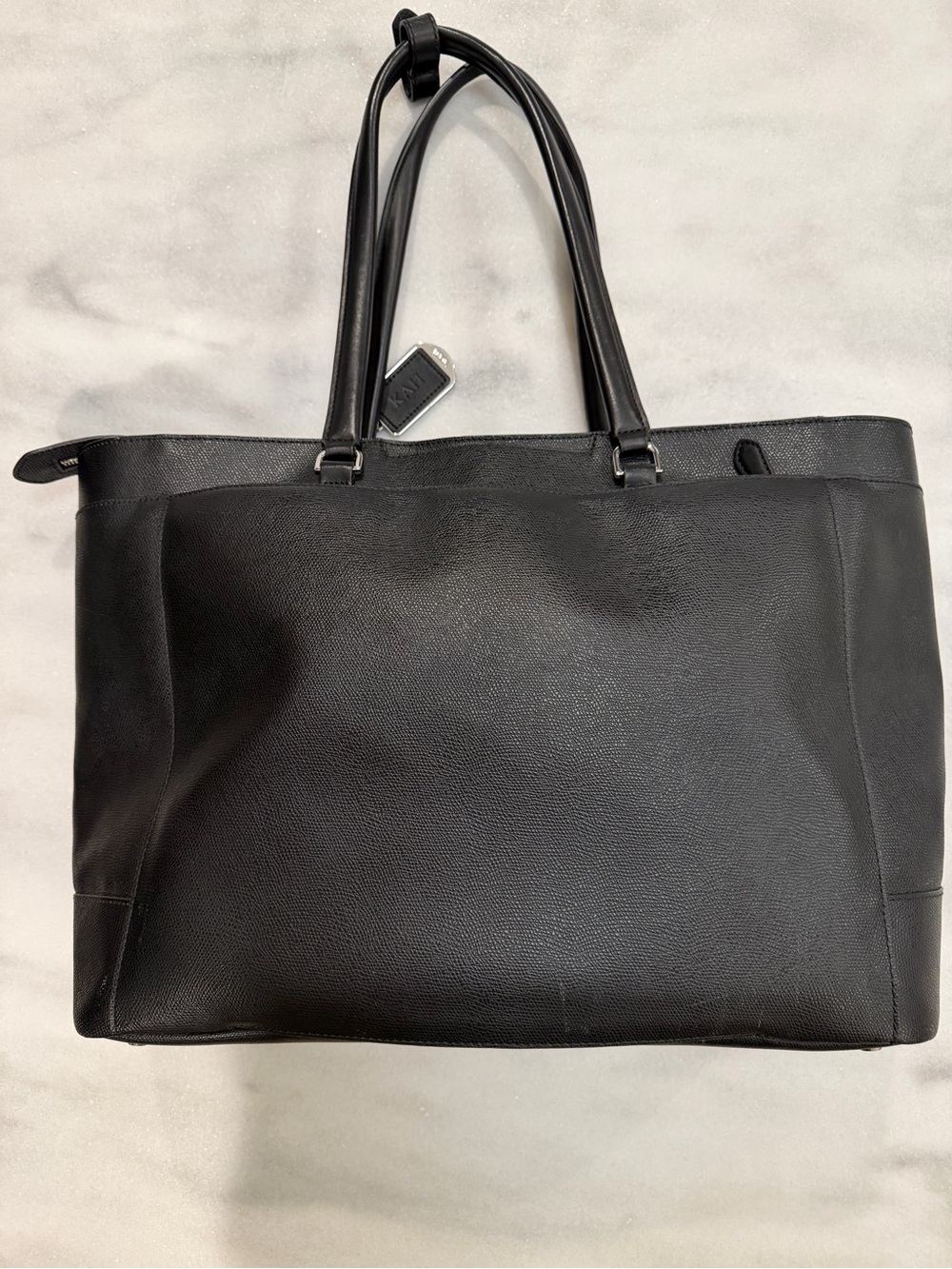 Tumi Sinclair Nora Black Textured Saffiano Leather Laptop Business Tote Bag - Picture 4 of 11
